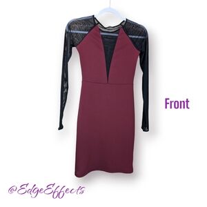 Kenny & Co Maroon Black BodyCon Dress Size M